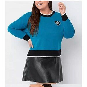 NEW Juicy Couture Long Sleeve Sweater Teal Blue‎ Crew Neck Size Large